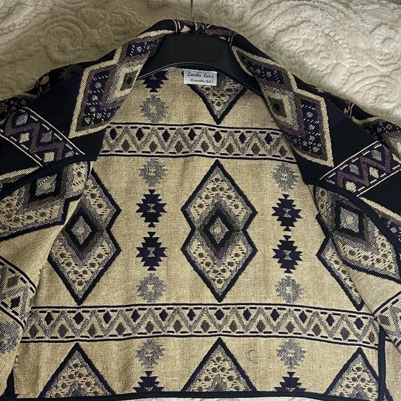 Vintage Linda Leez Wearable Art southwestern Patterned Jacket Sz L - Picture 11 of 15